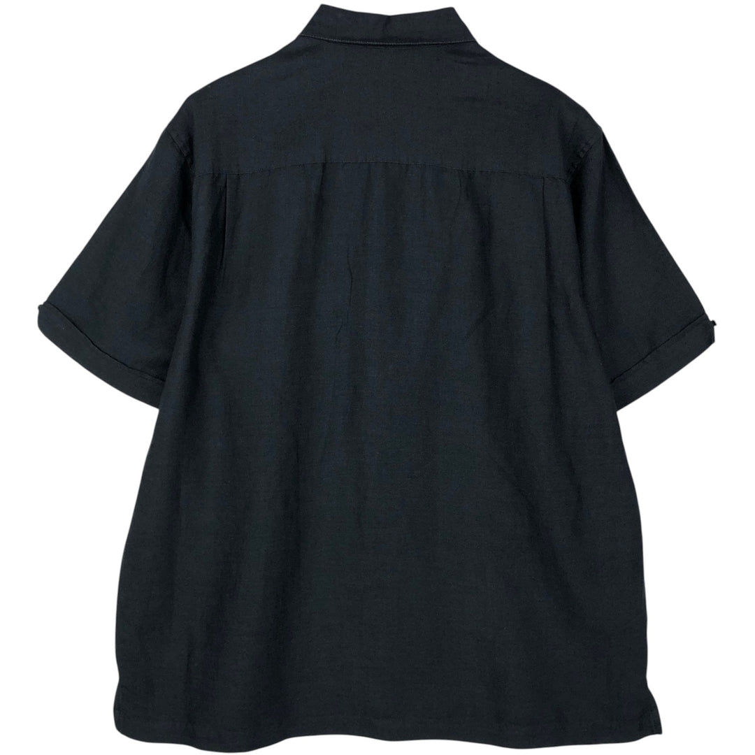CUBAVERA Short-Sleeve Ramie x Rayon Box Shirt, Men's Size L (approx.) Lamy black type Vintage Second Hand