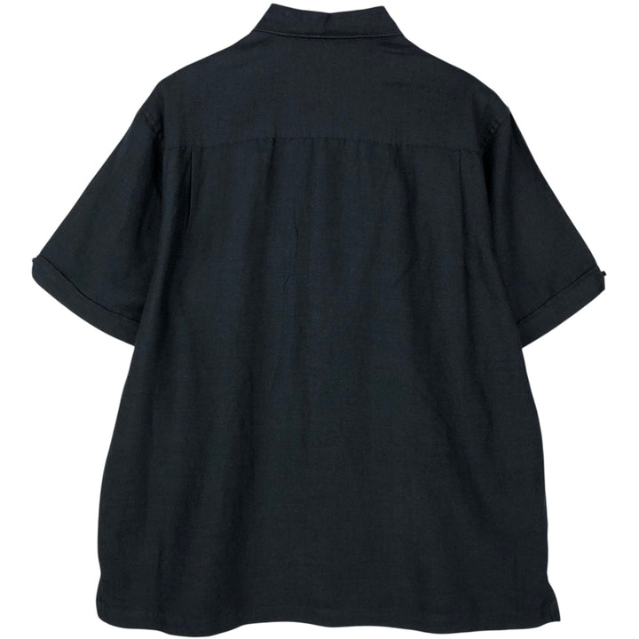 CUBAVERA Short-Sleeve Ramie x Rayon Box Shirt, Men's Size L (approx.) Lamy black type Vintage Second Hand