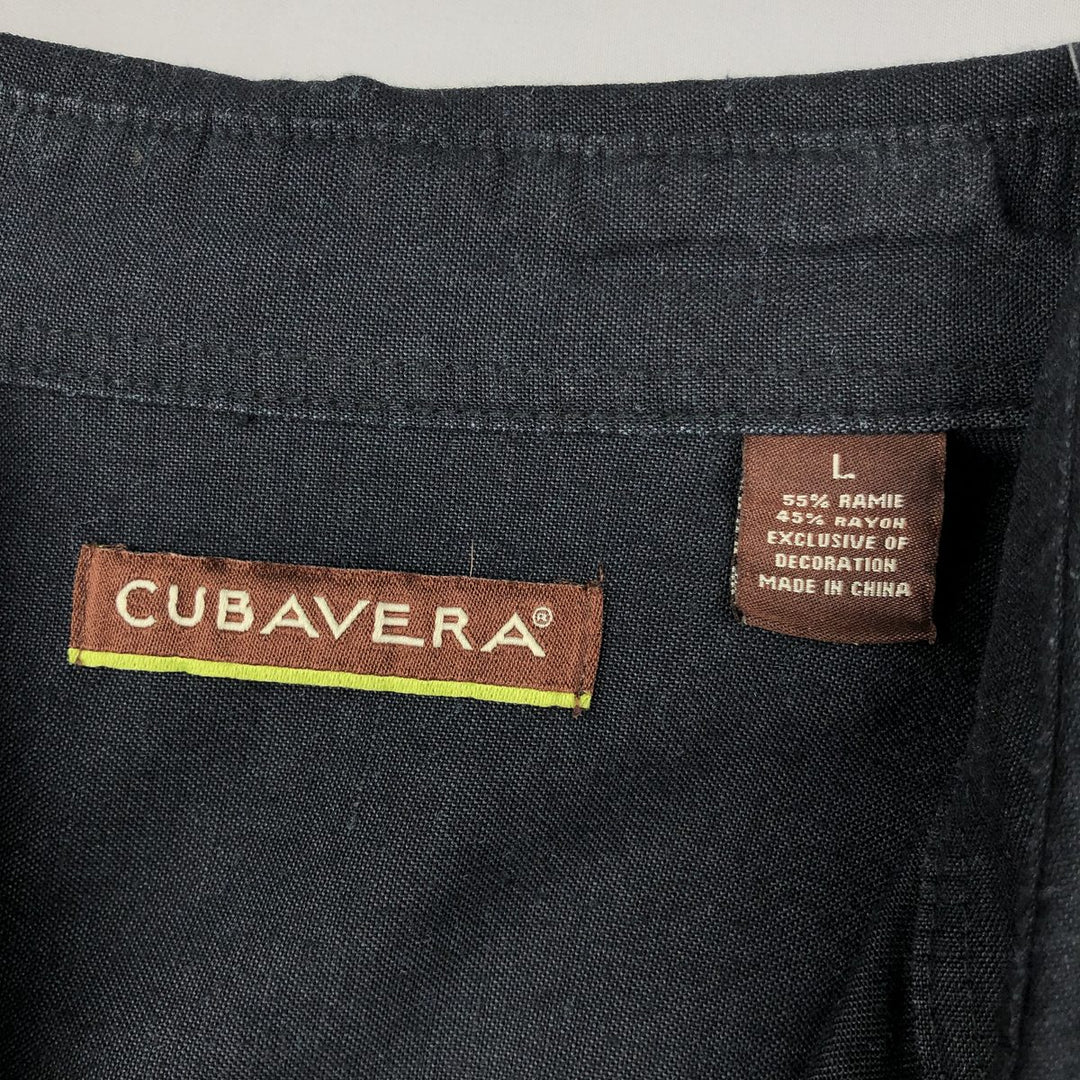 CUBAVERA Short-Sleeve Ramie x Rayon Box Shirt, Men's Size L (approx.) Lamy black type Vintage Second Hand