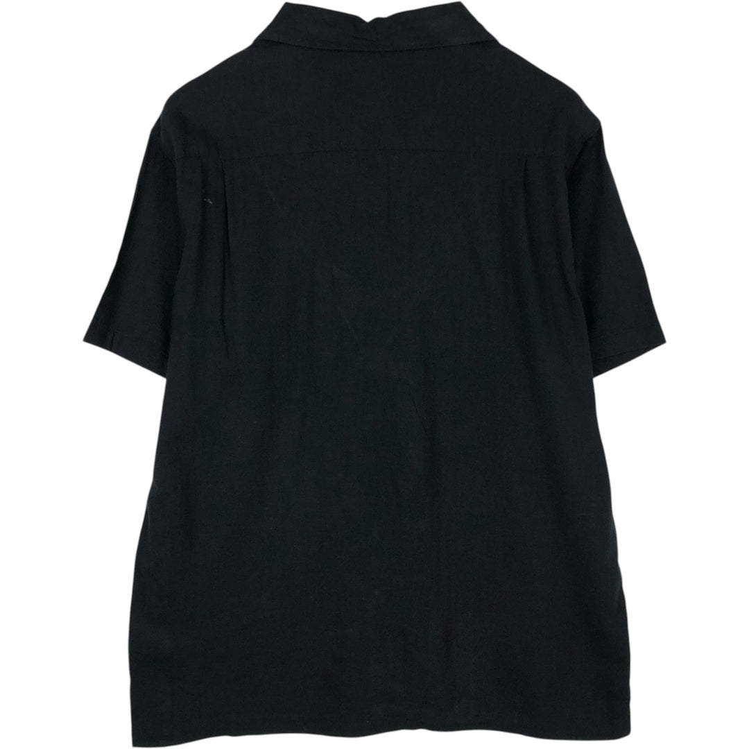 HAGGAR Short-Sleeve Open-Collar Rayon x Linen Shirt, Boxy Fit, Men's Size XL (approx.) linen black type Vintage Second Hand