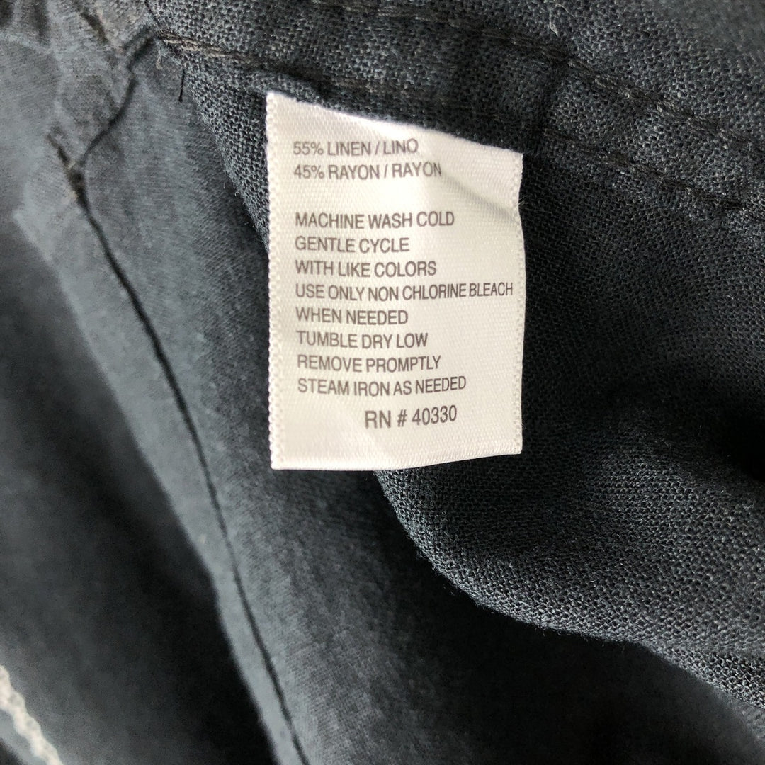 HAGGAR Short-Sleeve Open-Collar Rayon x Linen Shirt, Boxy Fit, Men's Size XL (approx.) linen black type Vintage Second Hand