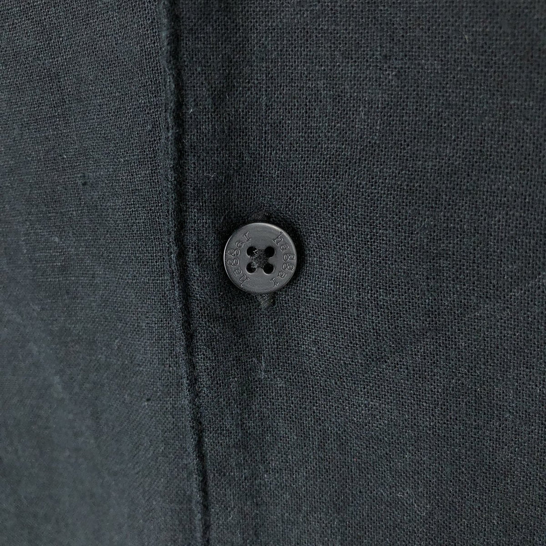 HAGGAR Short-Sleeve Open-Collar Rayon x Linen Shirt, Boxy Fit, Men's Size XL (approx.) linen black type Vintage Second Hand