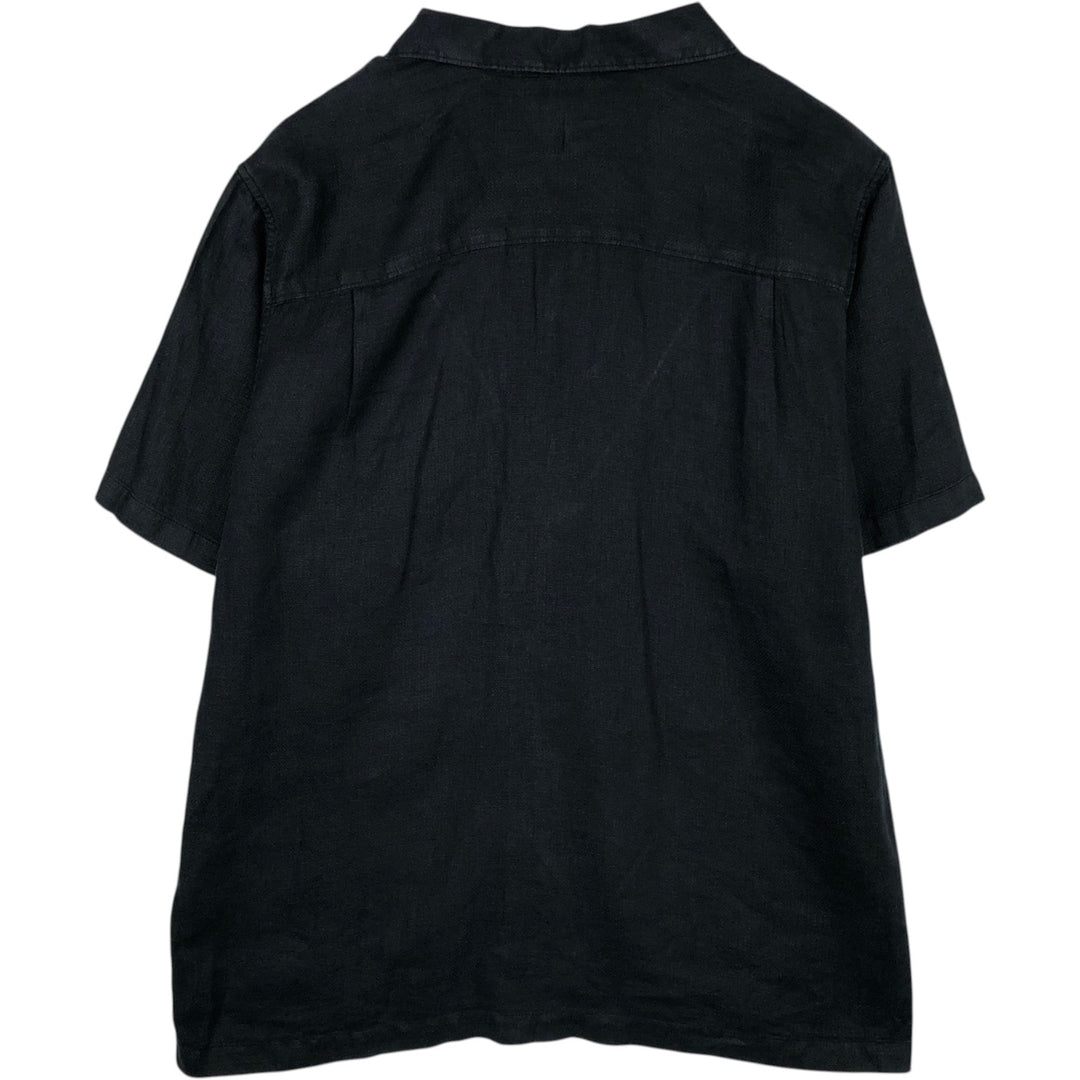 BREAKWATER Short Sleeve Open Collar Linen Shirt, Box Shirt, Men's Size L linen black type Vintage Second Hand