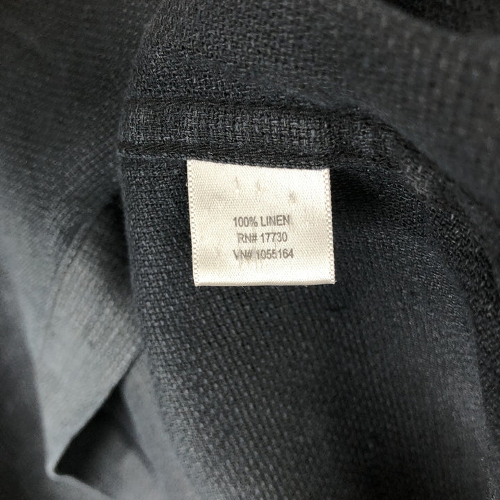 BREAKWATER Short Sleeve Open Collar Linen Shirt, Box Shirt, Men's Size L linen black type Vintage Second Hand