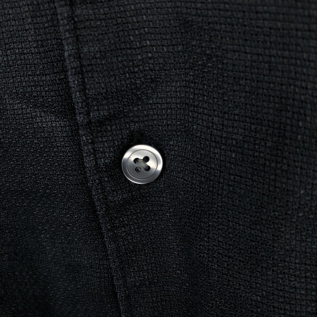 BREAKWATER Short Sleeve Open Collar Linen Shirt, Box Shirt, Men's Size L linen black type Vintage Second Hand