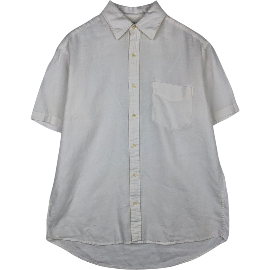 J.Crew Short-Sleeve Linen Shirt, Men's Size M (approx.) linen white type Vintage Second Hand