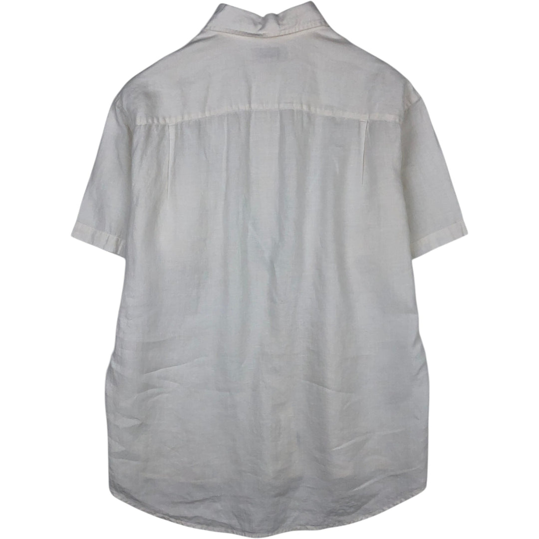 J.Crew Short-Sleeve Linen Shirt, Men's Size M (approx.) linen white type Vintage Second Hand