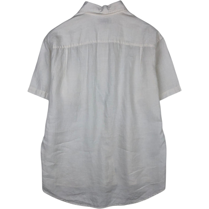 J.Crew Short-Sleeve Linen Shirt, Men's Size M (approx.) linen white type Vintage Second Hand