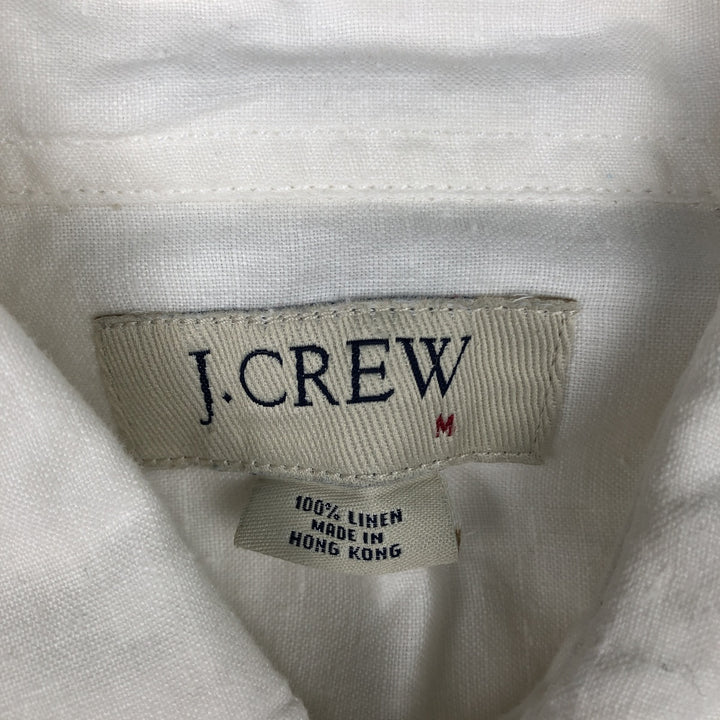 J.Crew Short-Sleeve Linen Shirt, Men's Size M (approx.) linen white type Vintage Second Hand
