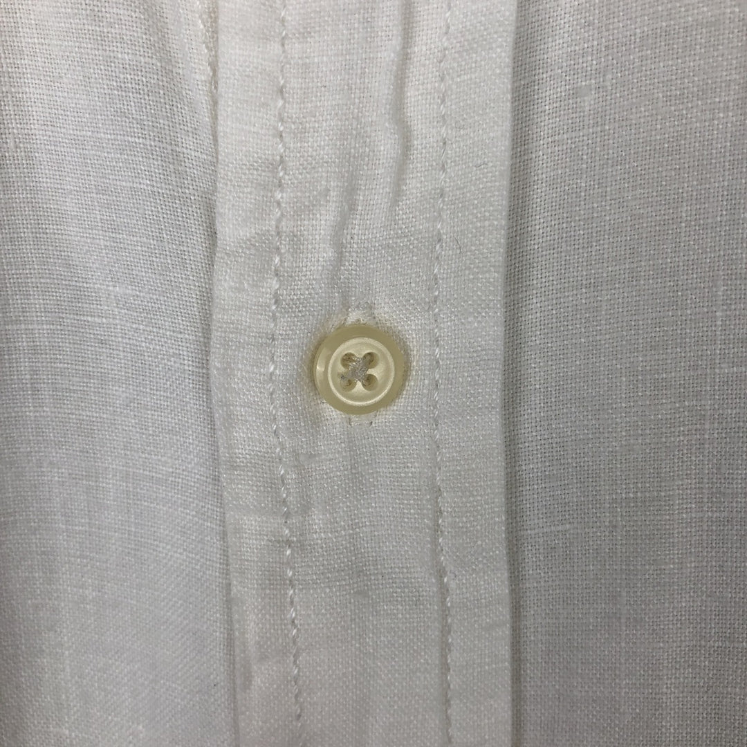 J.Crew Short-Sleeve Linen Shirt, Men's Size M (approx.) linen white type Vintage Second Hand