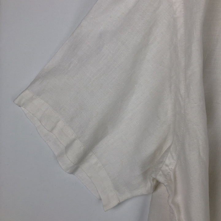 J.Crew Short-Sleeve Linen Shirt, Men's Size M (approx.) linen white type Vintage Second Hand