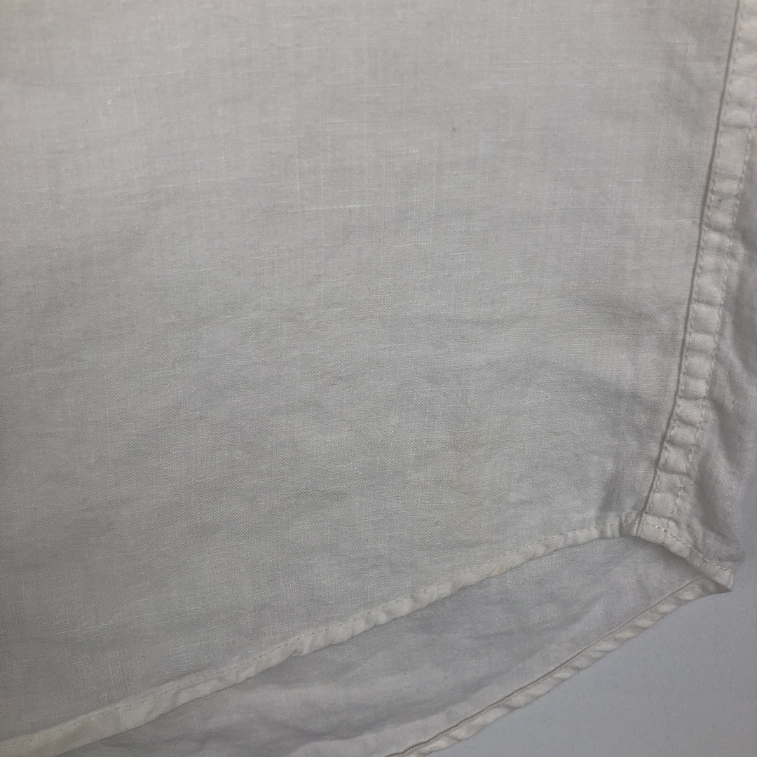 J.Crew Short-Sleeve Linen Shirt, Men's Size M (approx.) linen white type Vintage Second Hand