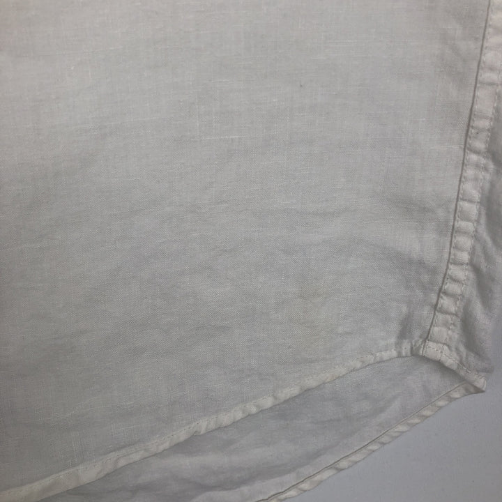 J.Crew Short-Sleeve Linen Shirt, Men's Size M (approx.) linen white type Vintage Second Hand