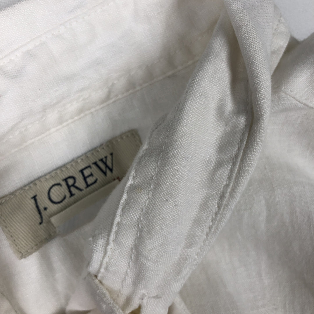 J.Crew Short-Sleeve Linen Shirt, Men's Size M (approx.) linen white type Vintage Second Hand