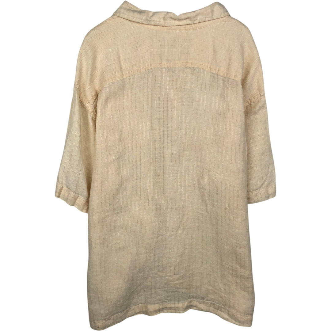 90'S GAP (Old GAP) Short-Sleeve Open-Collar Linen Shirt, Boxy Shirt, Men's Size XL (Equivalent), Vintage linen Beige type Vintage Second Hand