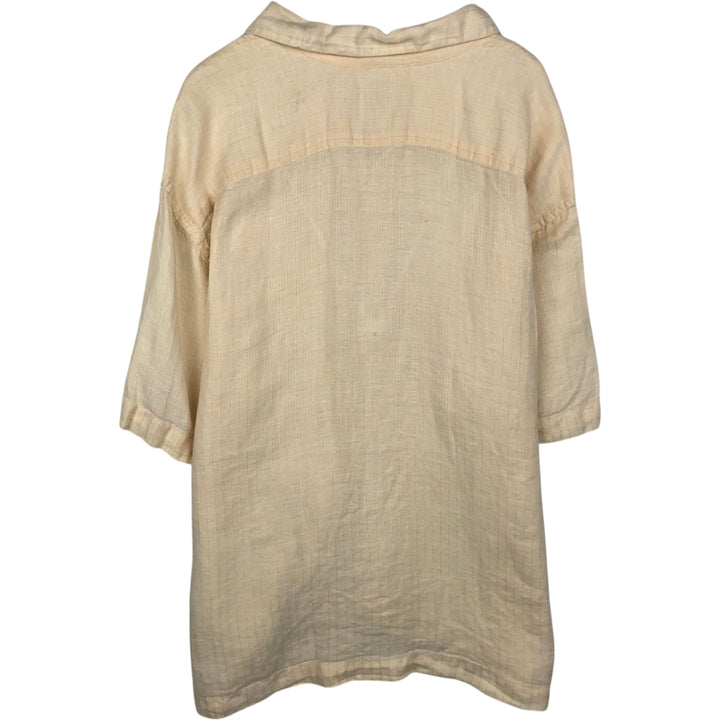 90'S GAP (Old GAP) Short-Sleeve Open-Collar Linen Shirt, Boxy Shirt, Men's Size XL (Equivalent), Vintage linen Beige type Vintage Second Hand