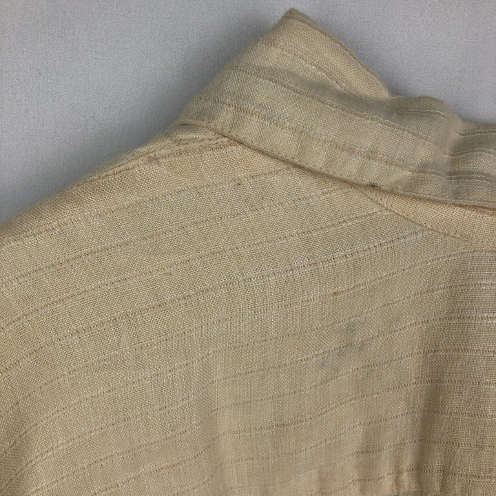 90'S GAP (Old GAP) Short-Sleeve Open-Collar Linen Shirt, Boxy Shirt, Men's Size XL (Equivalent), Vintage linen Beige type Vintage Second Hand