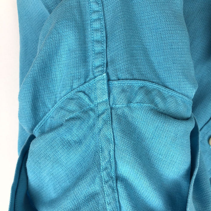 Ralph Lauren POLO by Ralph Lauren short sleeve linen shirt, men's size L linen Blue type light blue Vintage Second Hand