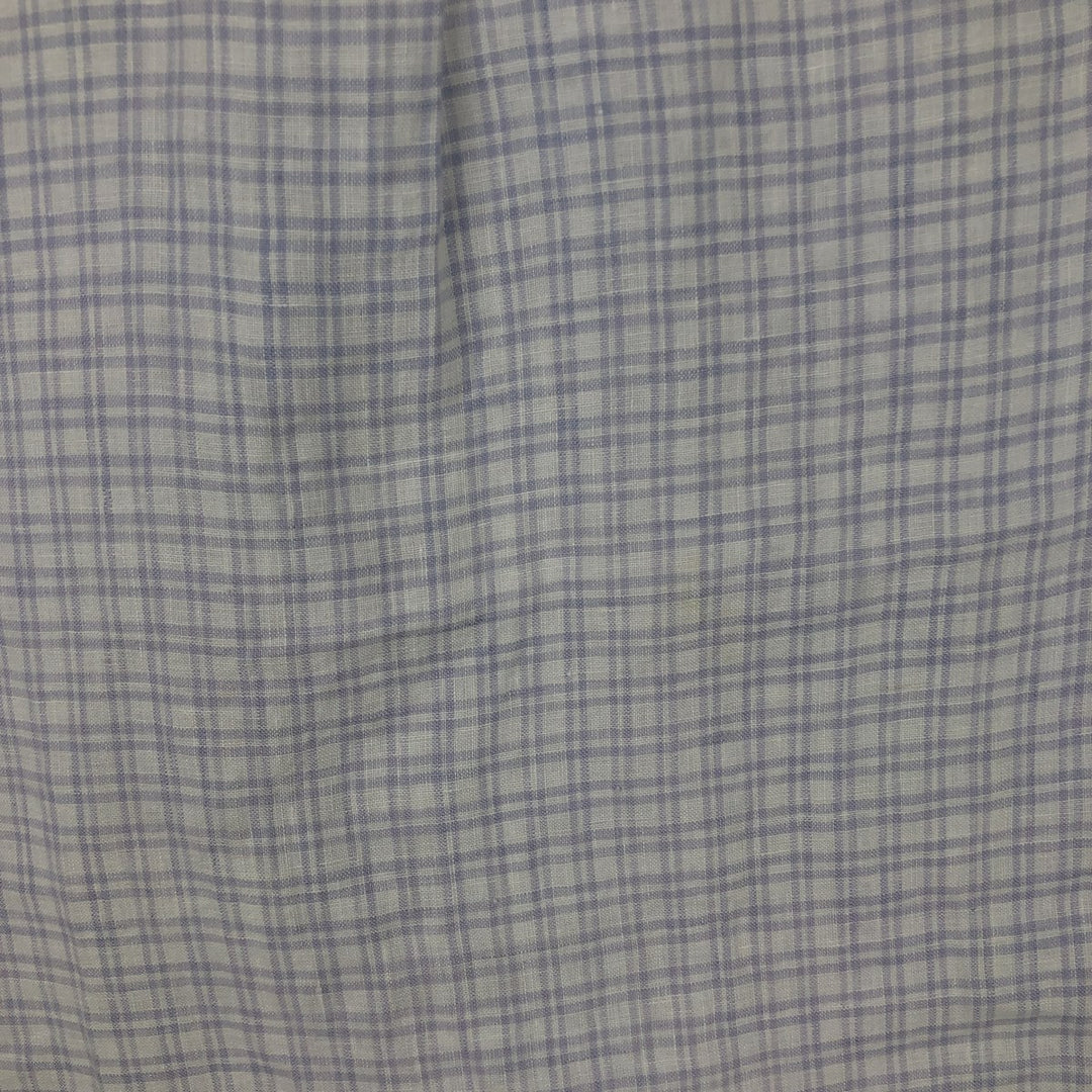 Brooks Brothers 1818 REGENT Check Pattern Short-Sleeve Linen Button-Down Shirt (Men's Size S) linen white type Vintage Second Hand