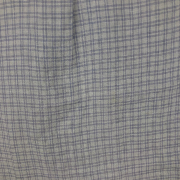 Brooks Brothers 1818 REGENT Check Pattern Short-Sleeve Linen Button-Down Shirt (Men's Size S) linen white type Vintage Second Hand