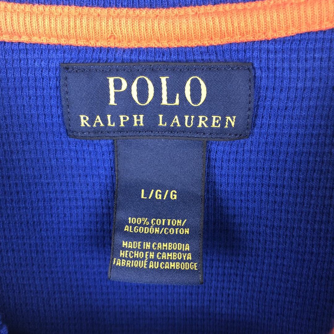 Ralph Lauren POLO RALPH LAUREN Thermal Ron T Waffle Men's L size cotton blue type Vintage Second Hand
