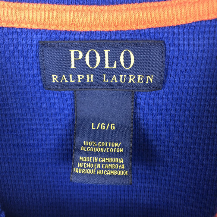 Ralph Lauren POLO RALPH LAUREN Thermal Ron T Waffle Men's L size cotton blue type Vintage Second Hand