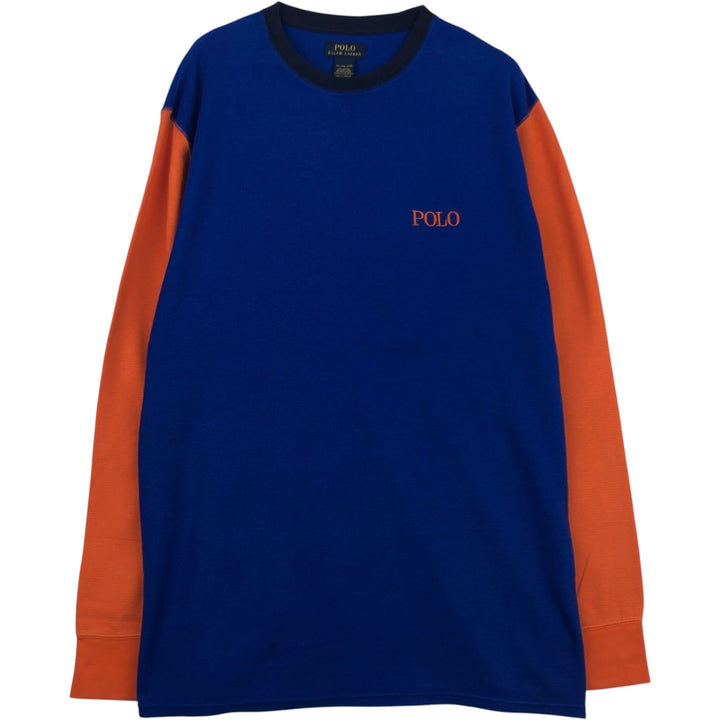 Ralph Lauren POLO RALPH LAUREN long-sleeved T-shirt, men's size XXL cotton blue type Vintage Second Hand