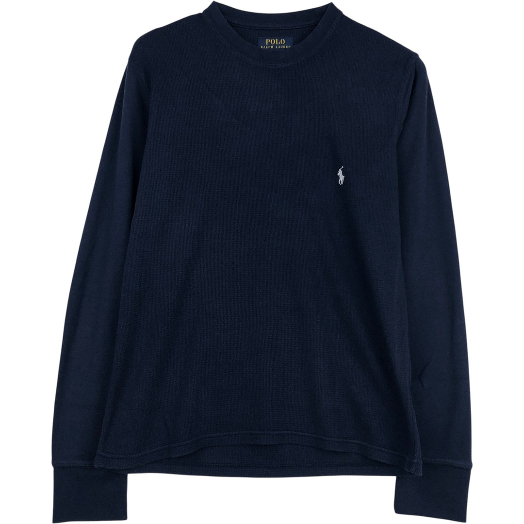 Ralph Lauren POLO RALPH LAUREN Thermal Long-Sleeve T-Shirt, Honeycomb Pattern, Men's Size M (equivalent) cotton navy blue type Vintage Second Hand