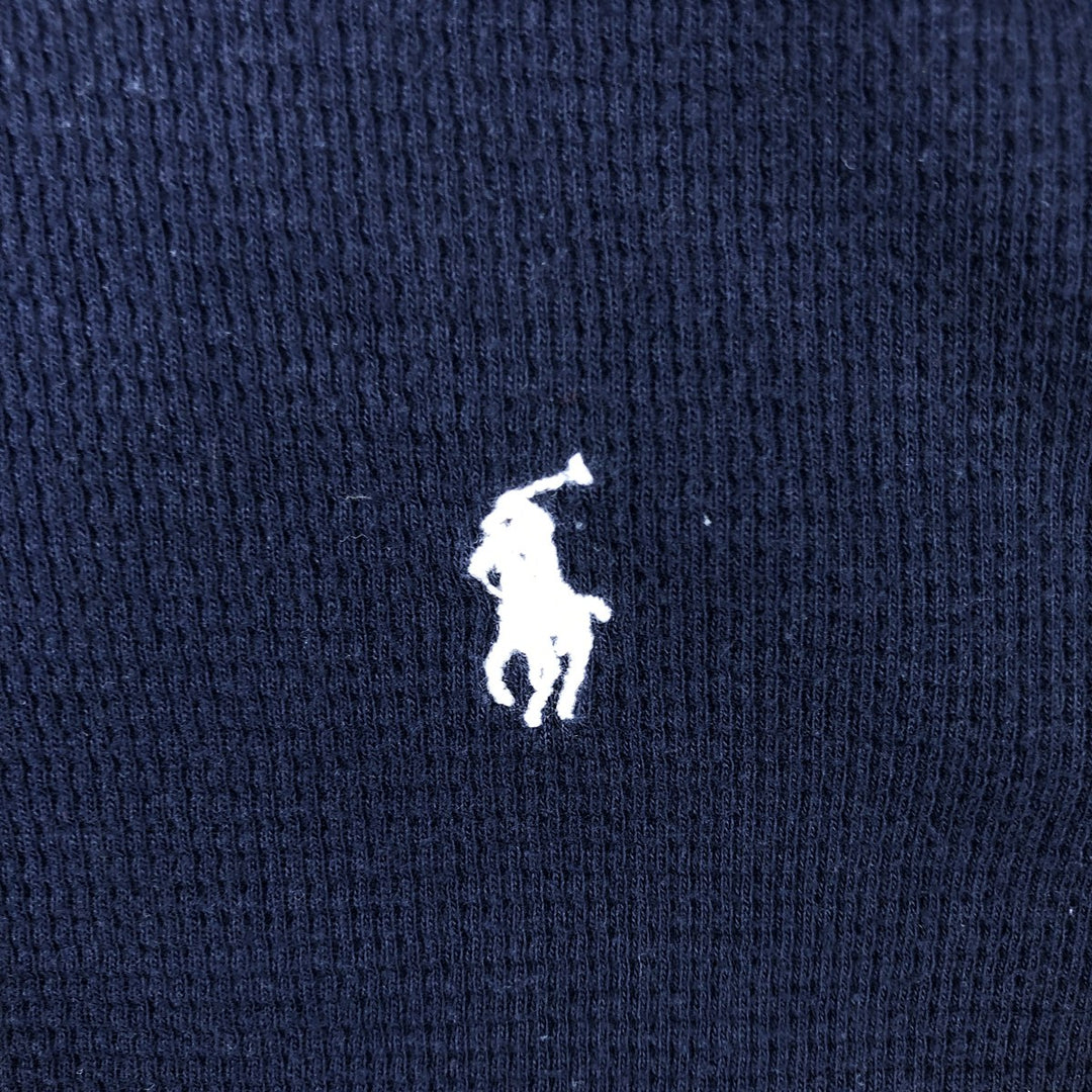 Ralph Lauren POLO RALPH LAUREN Thermal Long-Sleeve T-Shirt, Honeycomb Pattern, Men's Size M (equivalent) cotton navy blue type Vintage Second Hand