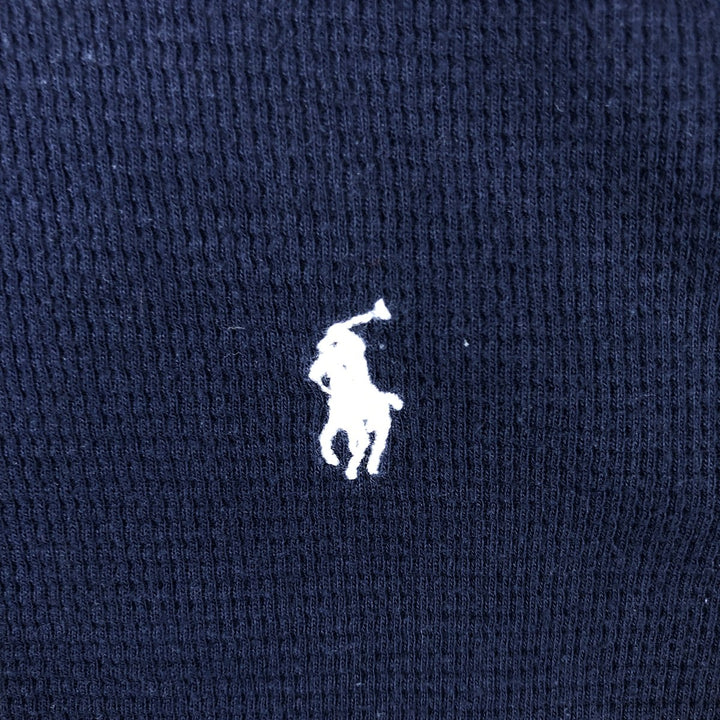 Ralph Lauren POLO RALPH LAUREN Thermal Long-Sleeve T-Shirt, Honeycomb Pattern, Men's Size M (equivalent) cotton navy blue type Vintage Second Hand