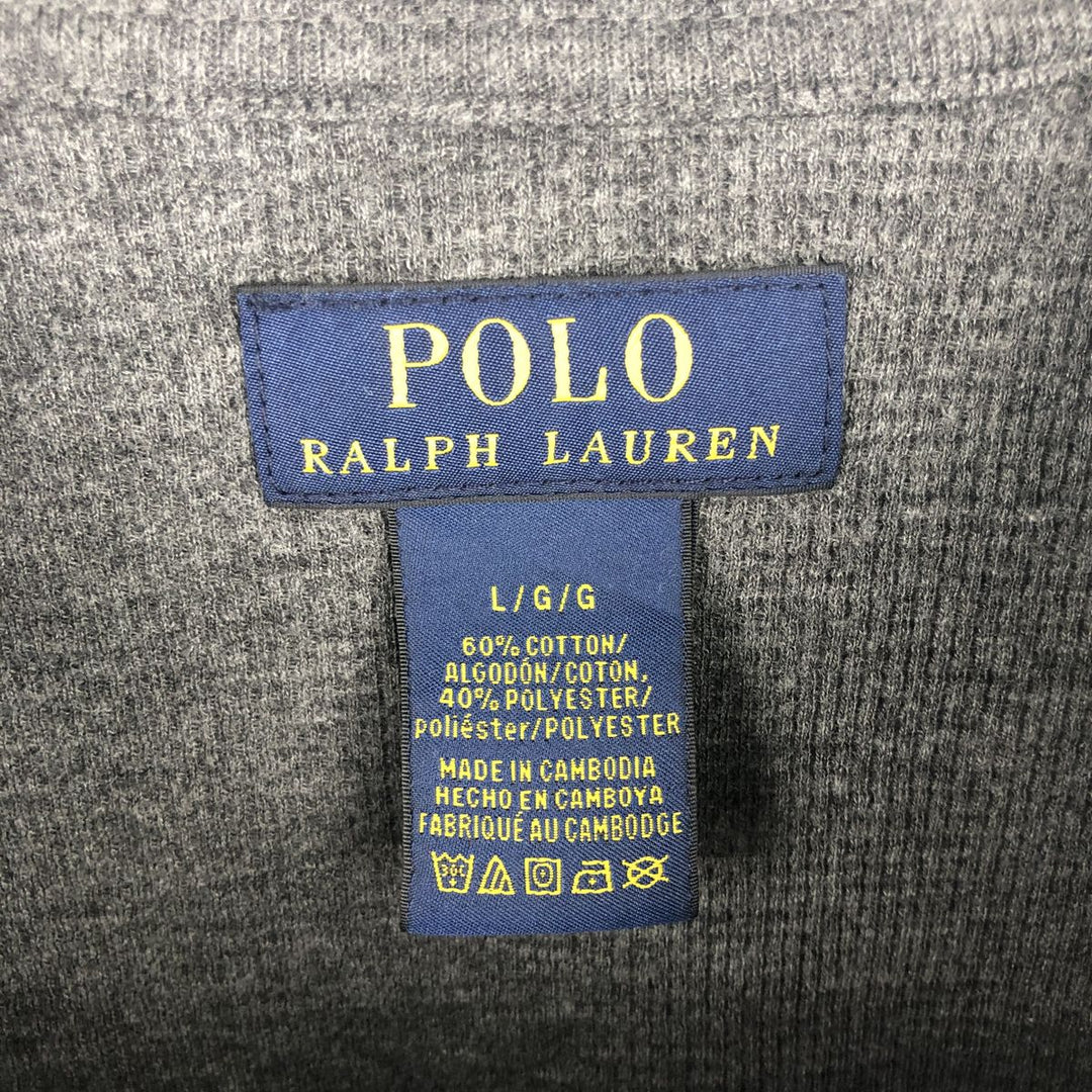 Ralph Lauren POLO RALPH LAUREN Thermal Ron T Waffle Men's L size cotton gray type Vintage Second Hand