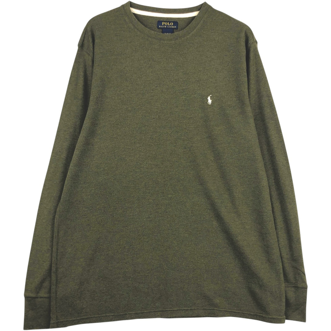 Ralph Lauren POLO RALPH LAUREN Thermal Long T-Shirt Men's XL cotton Khaki type Vintage Second Hand