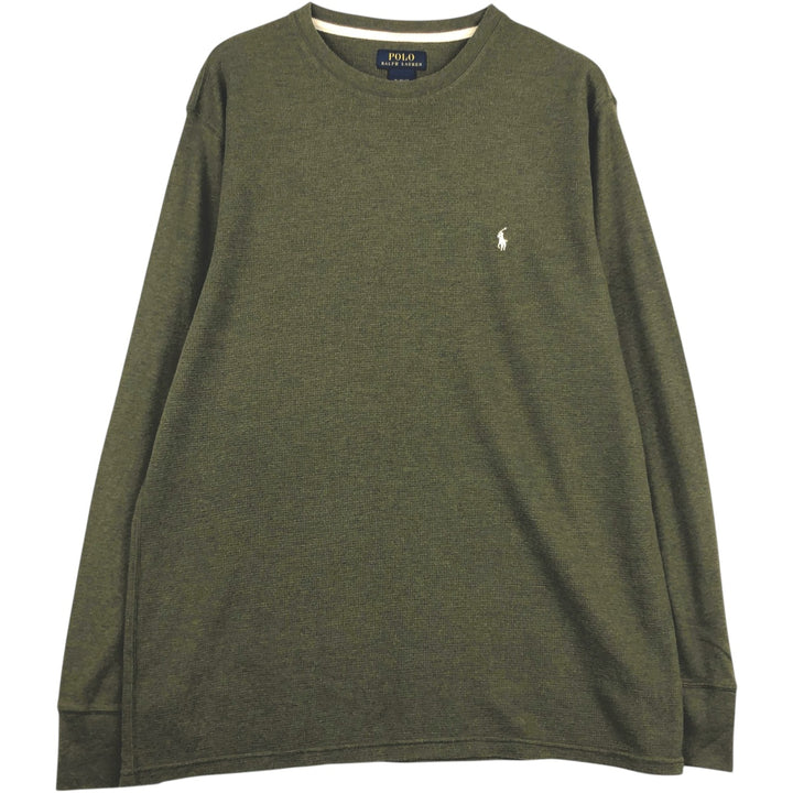 Ralph Lauren POLO RALPH LAUREN Thermal Long T-Shirt Men's XL cotton Khaki type Vintage Second Hand
