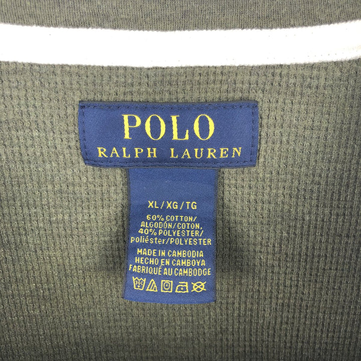 Ralph Lauren POLO RALPH LAUREN Thermal Long T-Shirt Men's XL cotton Khaki type Vintage Second Hand