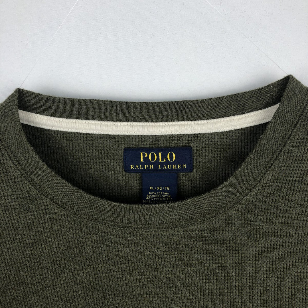 Ralph Lauren POLO RALPH LAUREN Thermal Long T-Shirt Men's XL cotton Khaki type Vintage Second Hand