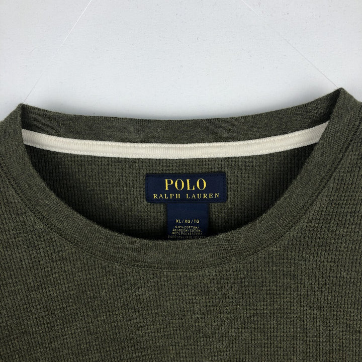 Ralph Lauren POLO RALPH LAUREN Thermal Long T-Shirt Men's XL cotton Khaki type Vintage Second Hand