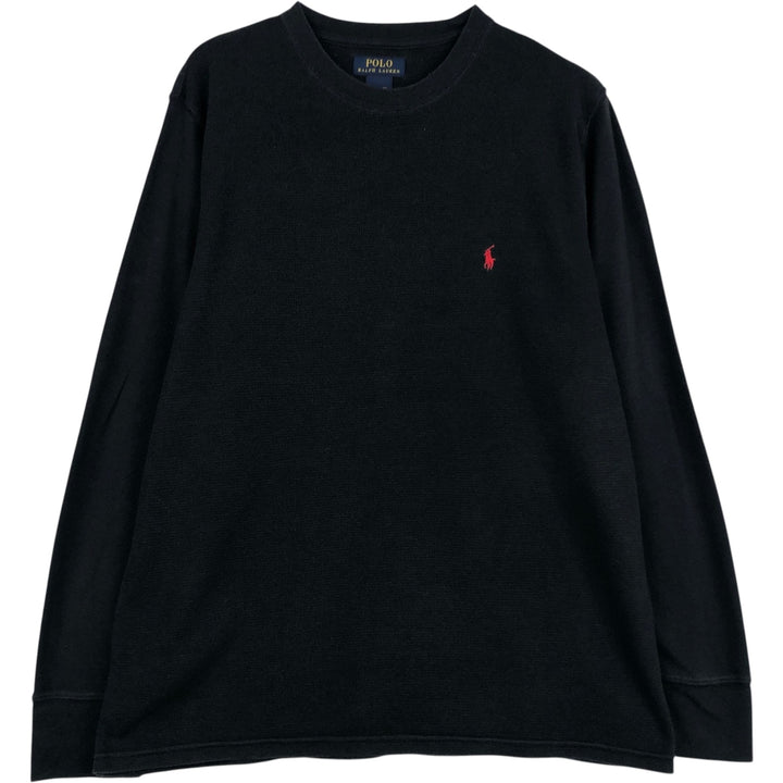 Ralph Lauren POLO RALPH LAUREN Thermal Long T-shirt Waffle Men's XL cotton black type Vintage Second Hand
