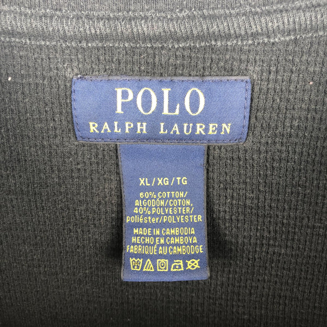 Ralph Lauren POLO RALPH LAUREN Thermal Long T-shirt Waffle Men's XL cotton black type Vintage Second Hand