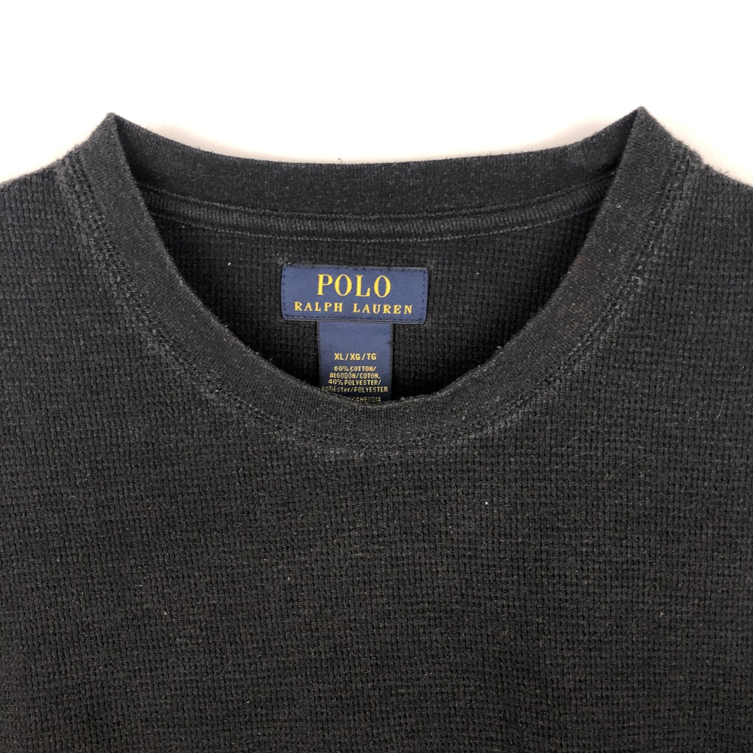 Ralph Lauren POLO RALPH LAUREN Thermal Long T-shirt Waffle Men's XL cotton black type Vintage Second Hand