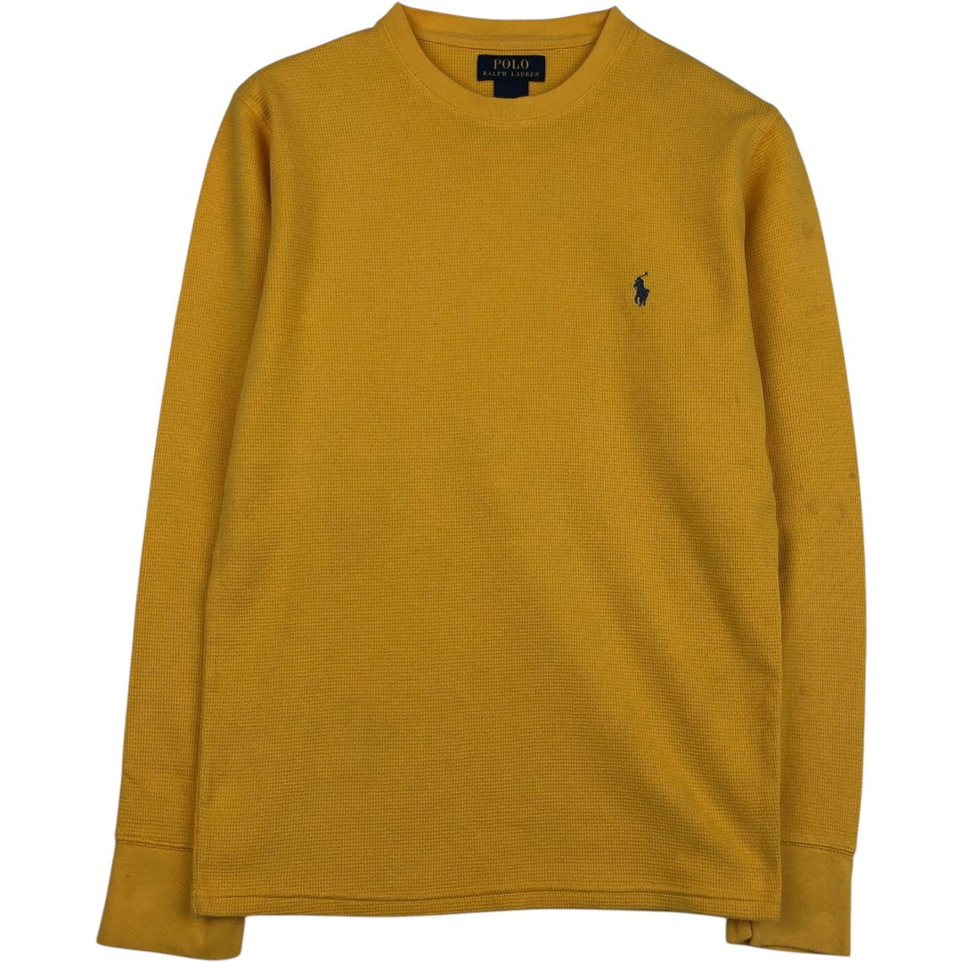 Ralph Lauren POLO RALPH LAUREN Thermal T-Shirt, Waffle, Men's Size Small cotton yellow type Vintage Second Hand