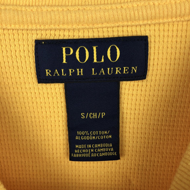 Ralph Lauren POLO RALPH LAUREN Thermal T-Shirt, Waffle, Men's Size Small cotton yellow type Vintage Second Hand