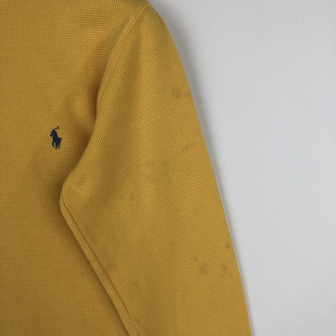 Ralph Lauren POLO RALPH LAUREN Thermal T-Shirt, Waffle, Men's Size Small cotton yellow type Vintage Second Hand