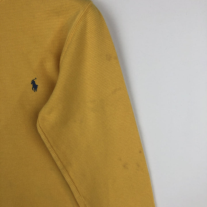 Ralph Lauren POLO RALPH LAUREN Thermal T-Shirt, Waffle, Men's Size Small cotton yellow type Vintage Second Hand