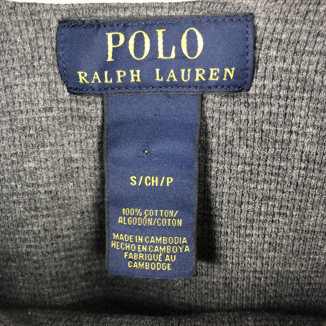 Ralph Lauren POLO RALPH LAUREN Hooded Thermal T-Shirt, Waffle, Men's Size Small cotton gray type Vintage Second Hand