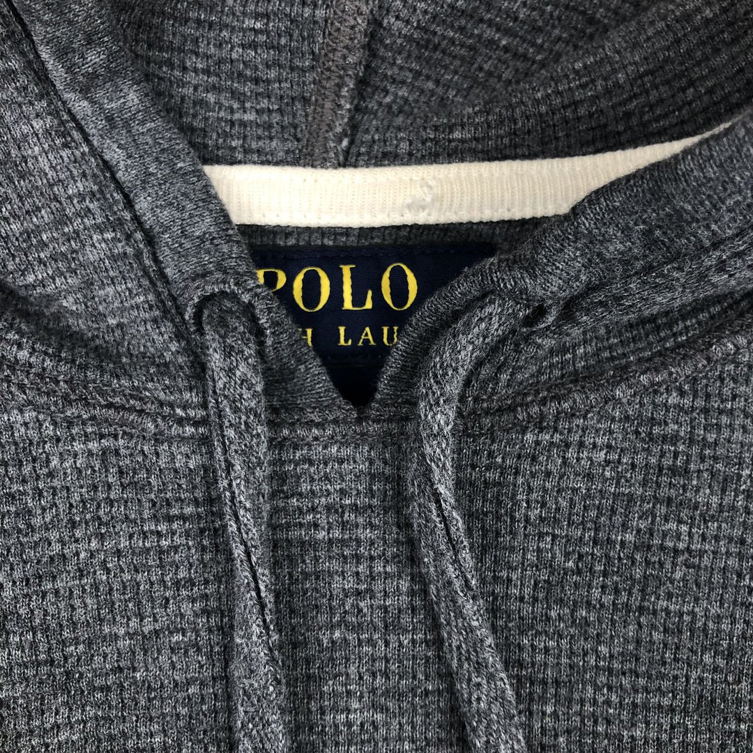 Ralph Lauren POLO RALPH LAUREN Hooded Thermal T-Shirt, Waffle, Men's Size Small cotton gray type Vintage Second Hand