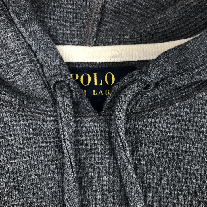 Ralph Lauren POLO RALPH LAUREN Hooded Thermal T-Shirt, Waffle, Men's Size Small cotton gray type Vintage Second Hand