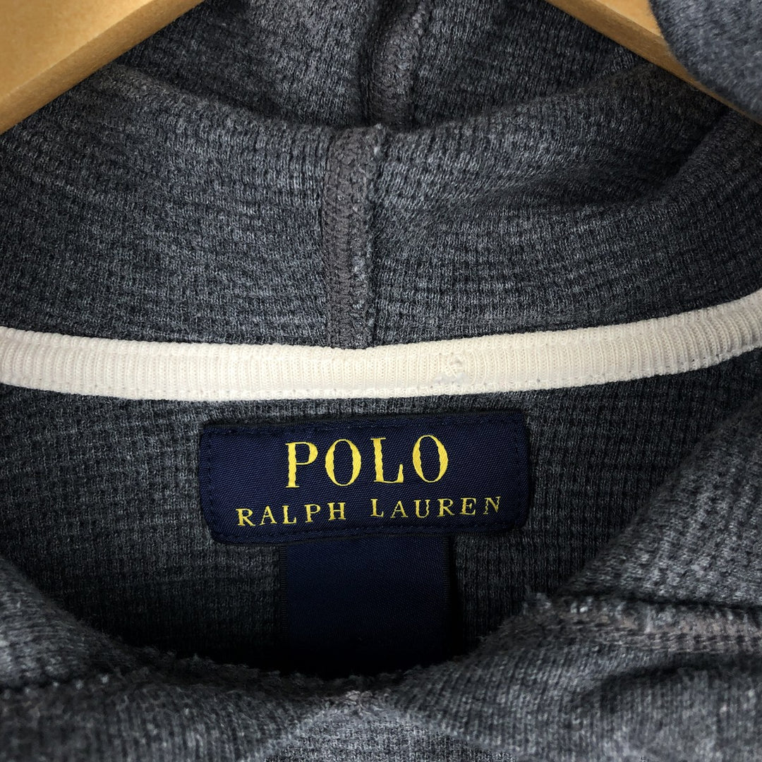 Ralph Lauren POLO RALPH LAUREN Hooded Thermal T-Shirt, Waffle, Men's Size Small cotton gray type Vintage Second Hand