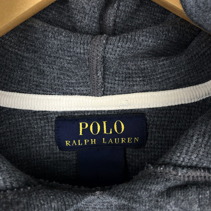 Ralph Lauren POLO RALPH LAUREN Hooded Thermal T-Shirt, Waffle, Men's Size Small cotton gray type Vintage Second Hand