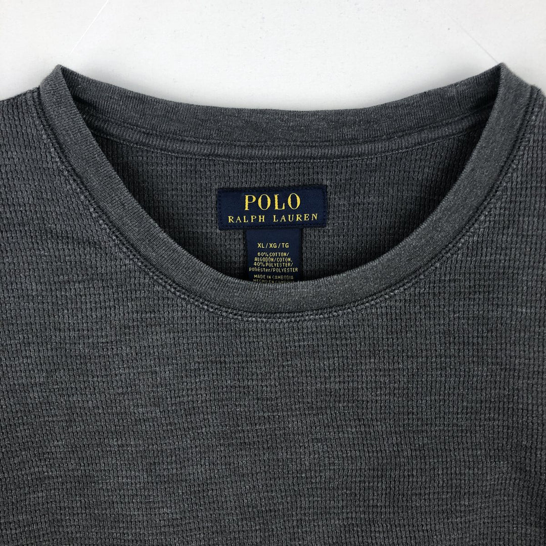 Ralph Lauren POLO RALPH LAUREN Thermal Long T-shirt Waffle Men's XL cotton gray type Vintage Second Hand