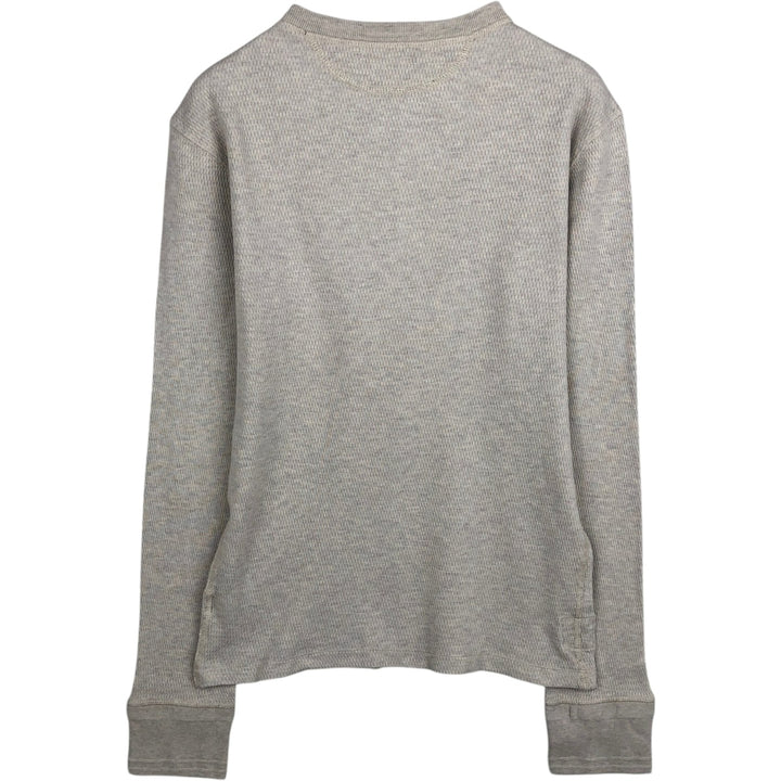 Ralph Lauren POLO RALPH LAUREN Henley Neck Thermal Long-Sleeve T-Shirt, Honeycomb Pattern, Men's Size S (approx.) cotton gray type Vintage Second Hand